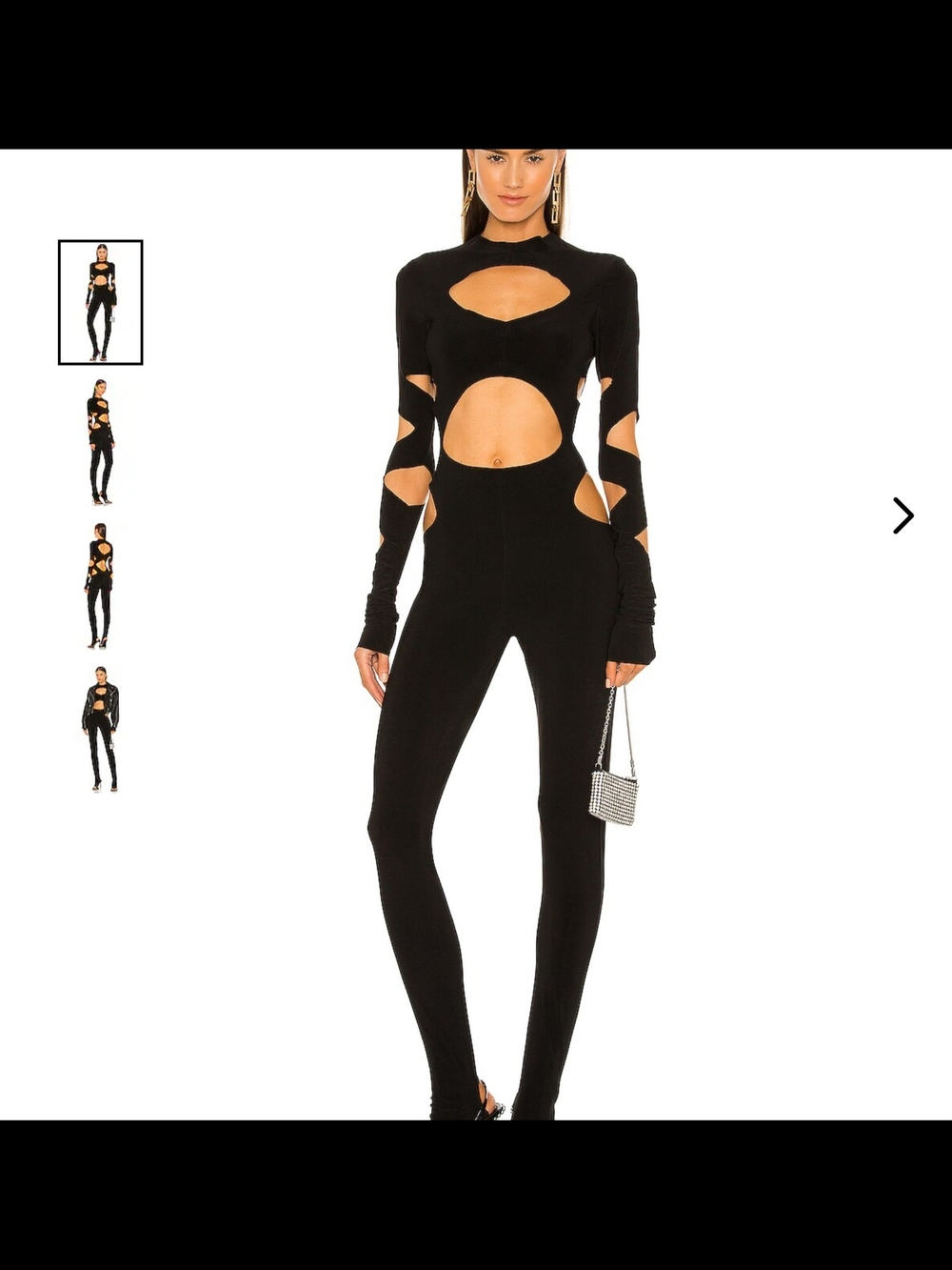 Norma Kamali Black Cutout Long-Sleeve Jumpsuit